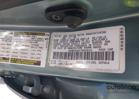 2007 Toyota Corolla Ce from USA, damaged, VIN 1NXBR32E67Z829615